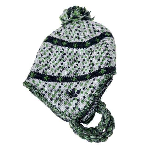 Adidas MLS Portland Timbers Beanie Hat Ear Flap Pom Pom Green White Womens OS - Picture 2 of 9